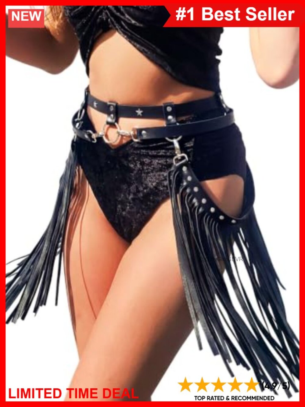 PU Leather Fringe Tassel Belt Western Cowgirl Style